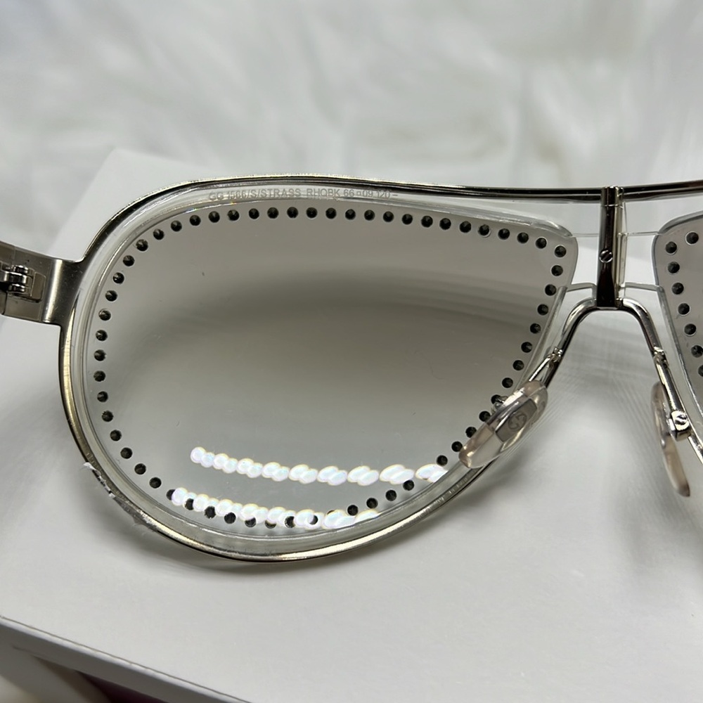 GUCCI NEW AUTHENTIC 1566 S/STRASS SWAROVSKI CRYSTAL AVIATOR SUNGLASSES (GREY MS) - Picture 17 of 17